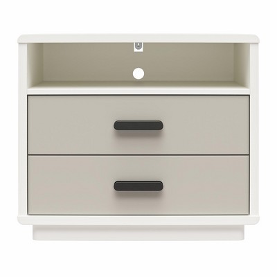CosmoLiving by Cosmopolitan Valencia 2-Drawer Nightstand, Taupe and White