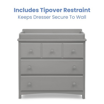 Grey 3-Drawer Nursery Dresser with Interlocking System