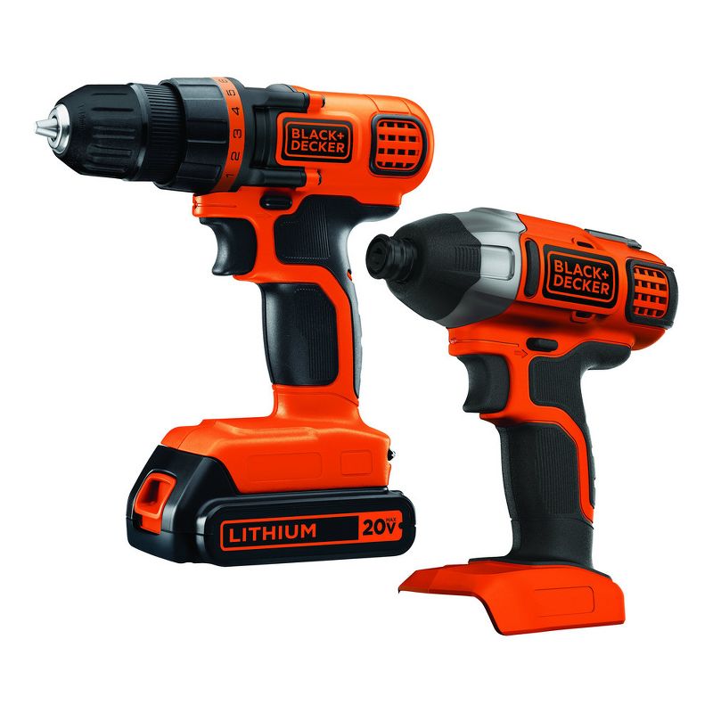 Black & Decker BD2KITCDDI 20V MAX Brushed Lithium-Ion 3/8 in. Cordless Drill Driver / 1/4 in. Impact Driver Combo Kit (1.5 Ah), 1 of 17