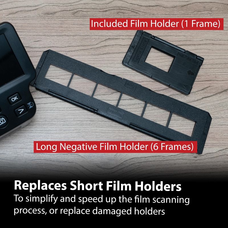 Magnasonic Long Tray Negative Film Holder for 35mm Compatible Film Scanners, Holds 6 Frames, Easy to Use - Set of 3 - Black, 4 of 9