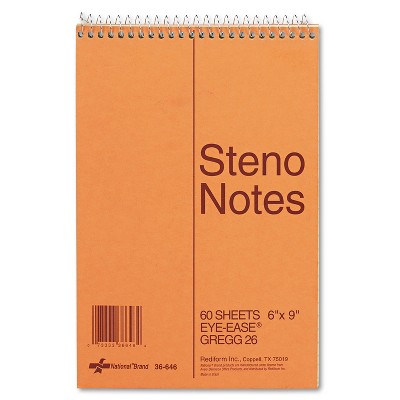 National Standard Spiral Steno Book Gregg Rule 6 x 9 Green 60 Sheets 36646