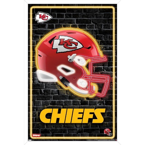 Trends International NFL Kansas City Chiefs - Neon Helmet 23 Framed Wall  Poster Prints White Framed Version 22.375 x 34