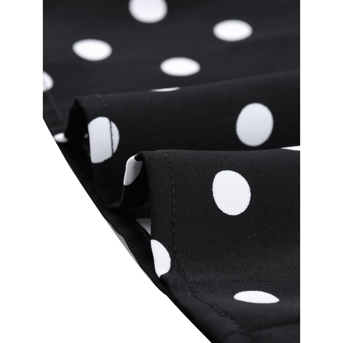 Женские платья INSPIRE CHIC Women's Vintage Contrast Polka Dots Long Sleeve A-Line Collar Dress Medium Black — фото 5