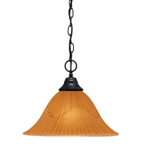 Toltec Lighting Any 1 - Light Pendant in  Matte Black with 14" Tiger Shade - 1 of 1