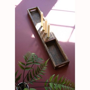 Wooden Tray with Four Candle Holders – Eco-Friendly Design by Kalalou - 1 of 4