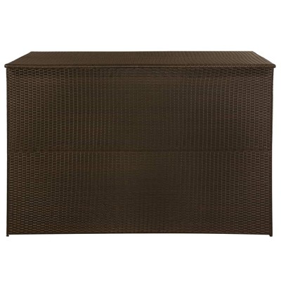 Brown Poly Rattan Outdoor Storage Deck Box with Steel Frame