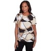 Alfred Dunner Women's Geometric Top with Detailed Neckline - 3 of 4