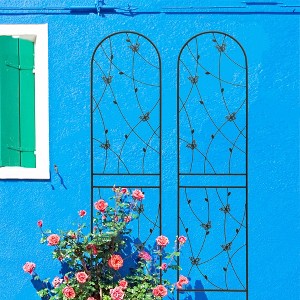 Hrinhom 2-Panel Metal Garden Trellis,Arched Plant Support,Decorative Fence - 1 of 4