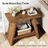 Tribesigns 2-Tier Solid Wood End Table, Narrow Small Side Table with  Storage, Farmhouse Bedside Nightstand for Bedroom, Brown - 4 of 4