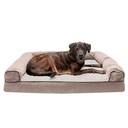 FurHaven Faux Fleece & Chenille Soft Woven Memory Sofa Dog Bed