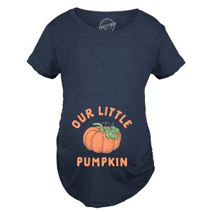 Our Little Pumpkin Maternity T Shirt Cute Pregancy Announcement Baby Shower Graphic Tee - Crazy Dog Maternity T Shirt - 1 of 4