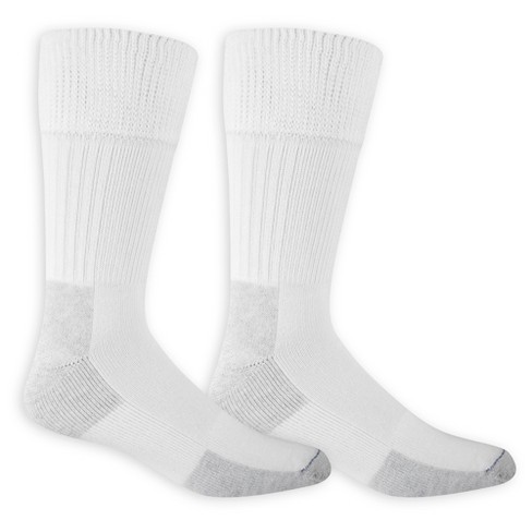 Loose Fit Stays Up Men's and Women's Medical Socks (Pack of 3) Made in USA.  Cushioned Sole Medium White