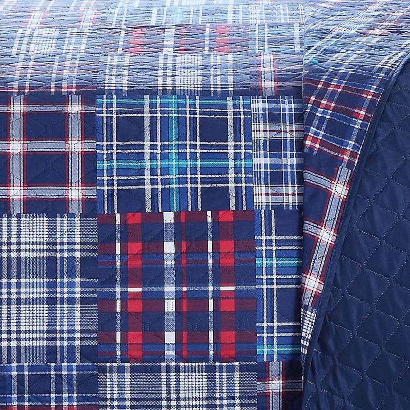 Twin Plaid Patch Kids&#39; Quilt Set Navy - My World, 3 of 7