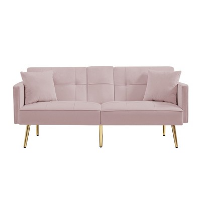 NicBex Velvet Loveseat Sofa Modern Sofa Couch with Soft Cushion and Metal Legs Convertible Sofa Bed for Bedroom,Living Room