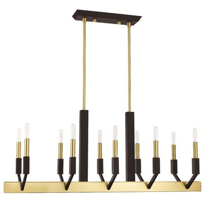 Beckett Satin Brass & Bronze 10-Light Linear Chandelier
