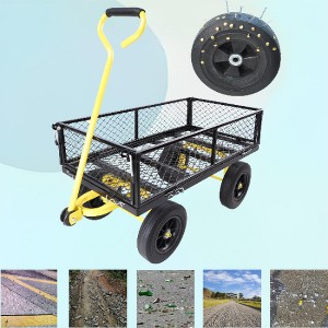 Lyngins Multi-Functional Solid-Tire Garden Cart, Spacious Bed Wagon Cart for Gardening, Farming & Home Use, No-Inflation Hassle Utility Cart - 1 of 4