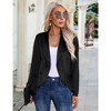 Womens Long Sleeve Velvet Blazer Jacket Suit Open Front Ruffle Work Office Cardigan Coat - 2 of 4