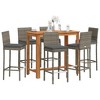 vidaXL 7 Piece Patio Bar Set Gray Solid Wood Acacia and Poly Rattan - 6 Pieces - 2 of 4