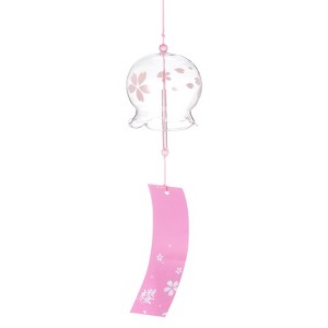Unique Bargains High Borosilicate Glass Outdoor Garden Patio Wind Chimes Transparent Pink 1 Pack - 1 of 4