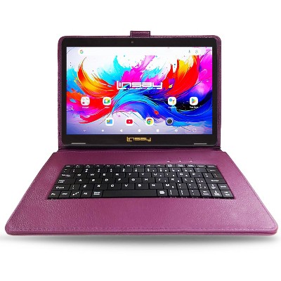 LINSAY 10.1"Octa Core  256GB Storage Android 15 Tablet with Purple Style Keyboard