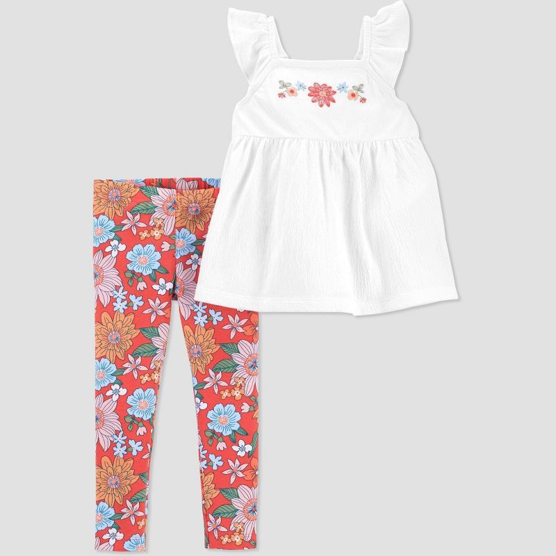 Carter&#39;s Just One You&#174; Toddler Girls&#39; Floral Top &#38; Bottom Set - White, 1 of 7