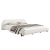 Upholstered Platform Bed with Thick Curved Headboard, Boucle Fabric Wooden Frame Bed for Bedroom-Baofuwish - 3 of 4