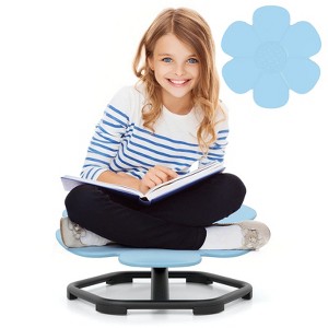 Costway Kids Sensory Swivel Chair with Non-Slip Metal Base for Autistic Kids Indoor Outdoor Blue/Red Petal - 1 of 4