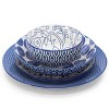 Elama Aurora 16 Piece Assorted Porcelain Double Bowl Dinnerware Set in Blue - 2 of 4