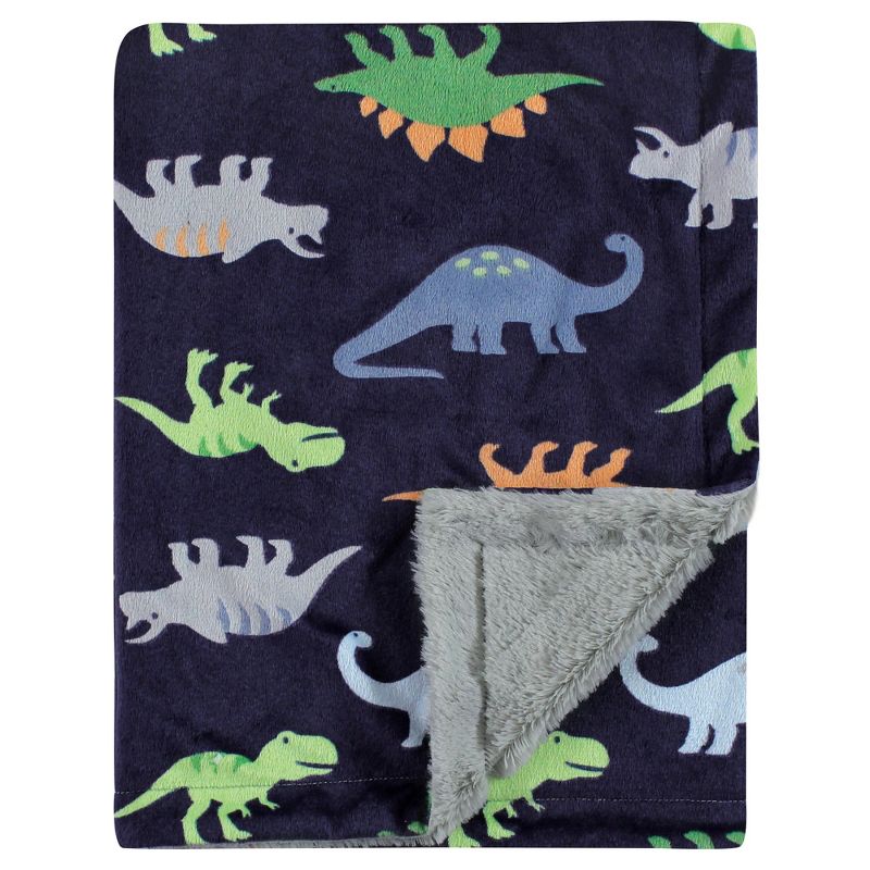 Luvable Friends Infant Boy Plush Blanket with Faux Shearling Back, Dinosaurs, One Size, 1 of 3