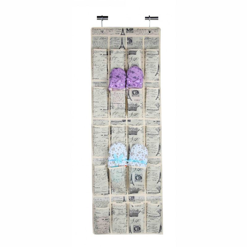 Home Basics Paris Collection Over the Door 20 Pocket Shoe Organizer, Natural, 1 of 3