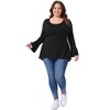 Women's Plus Size Long Bell Sleeve High Low Hem Crew Neck Casual Flared Tunic Blouse - Agnes Orinda - 3 of 4