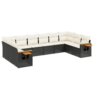 vidaXL Garden Sofa Set Black PE Rattan Large - 1 of 4