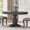 Gray Extendable Round Dining Table with Pedestal Base,Rustic Solid Wood Table Seats 4-6 for Kitchen & Dining Room–The Pop Home - 2 of 4