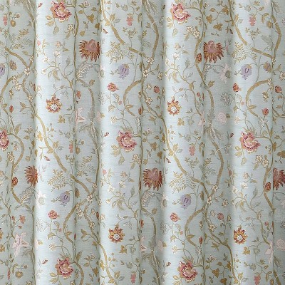 Bedford Blue Floral Cotton Shower Curtain with Liner