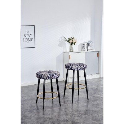CAVINAS 24"Counter Height Bar Stools with Faux Leather Upholstery,Set of 2,Modern Counter Stools,Chic Barstools for Kitchen&Dining Room,Blue
