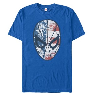 Men's Marvel Fourth of July  Spider-Man American Flag Mask T-Shirt - 1 of 4