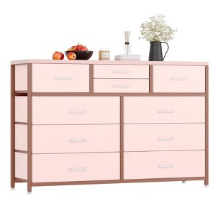 Jojoka Fabric Dresser with 10 Drawers, TV Stand Entertainment Center Fabric Storage Dressers Drawers, Steel Frame, Wood Top - 1 of 4