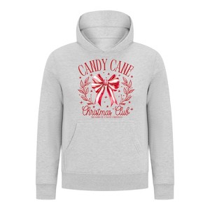 Everyday Kids Christmas Collection Candy Cane Christmas Club Girls Pullover Hoodie – Holiday Sweatshirt - Heather Gray - 1 of 1