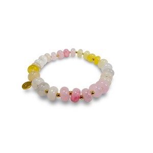 Pink Lemonade Rondelle Gemstone Beaded Bracelet - ETHICGOODS - 1 of 4