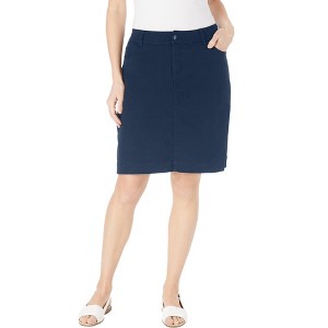 Woman Within Plus Size Adjustable Waist Chino Skort - 1 of 4