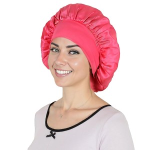 Anna-Kaci Satin Sleep Bonnet Elasticity Wide Band Silky Hair Protection for Curly and Natural Hair - 1 of 4