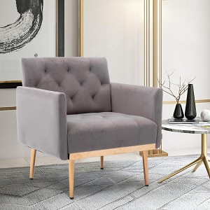 LOVMOR Modern Accent Chair w/Rose Golden feet & Upholstered,leisure single sofa for Living Room Bedroom Office - 1 of 4