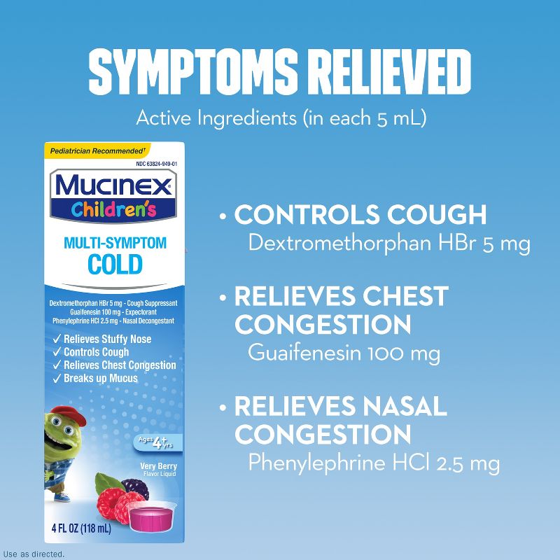 Mucinex Children&#39;s Multi-Symptom Cold Medicine Liquid - Very Berry - 4 fl oz, 5 of 11