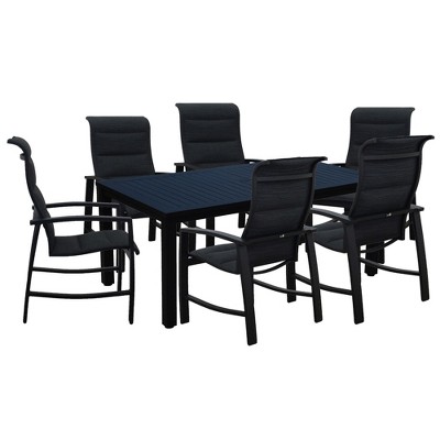 Courtyard Casual Santorini 7 pc 70" Rectangle Dining set  Includes:  One 70" Rectangle Table and Six Padded Sling Chairs