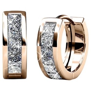 18k Gold Plated 17mm Women Hoop Earrings with Crystals - 1 of 4