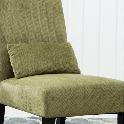 Contemporary Slipper Accent Chair in Green with Espresso Wood Finish