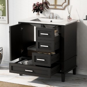 30"W Bathroom Vanity with Sink, Modern Bathroom Cabinet with Soft Closing Door and 3 Drawer 4S - ModernLuxe - 1 of 4