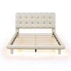 Queen/Full Size Velvet Platform Bed With LED Lighting Frame, Thick Soft Fabric Button-tufted Design Headboard - image 4 of 4