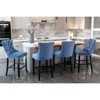 Okak Contemporary Velvet Bar Stools Set of 2 with Button Tufting & Chrome Nailhead Trim, Upholstered Stools Wood Legs for Kitchen Island - 4 of 4