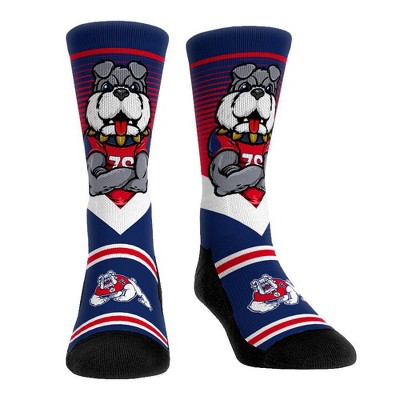 NCAA Fresno State Bulldogs Adult Mascot Showdown Crew Socks - L/XL